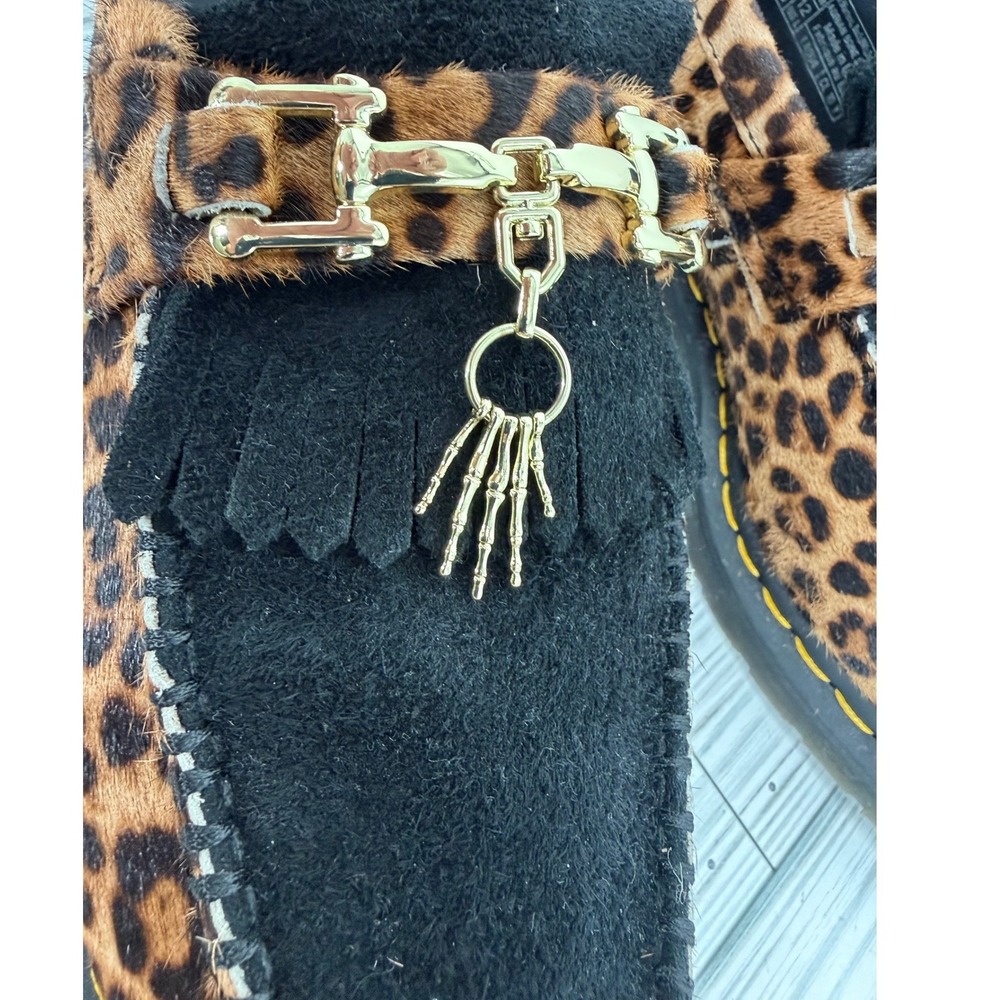 Dr. Martens Adrian Bone Snaffle Leopard Black Hair On Desert  Suede Loafers M11 - Picture 6 of 14